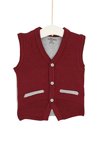 Aziz Bebe Men's Claret Red Baby Thin Knitwear Vest 0 12 Months Azzt24301