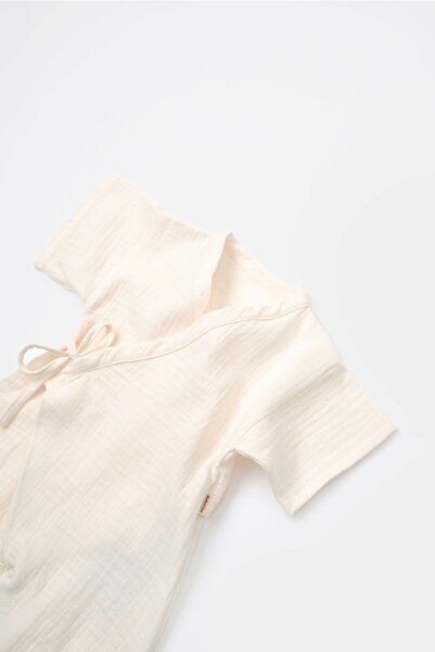 BabyCosy Organic Muslin Double Breasted Short Sleeve Jumpsuit