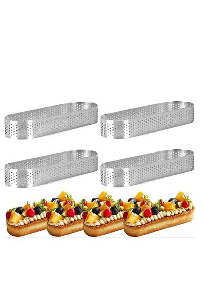 Nar kalıp Narkalıp Oval Perforated Tart Mold 4 Pieces Size 12X4Cm Depth 2cm