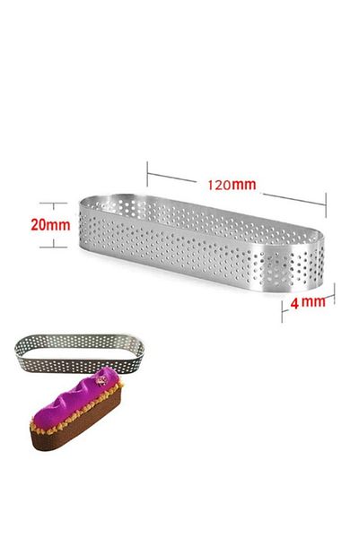 Nar kalıp Narkalıp Oval Perforated Tart Mold 4 Pieces Size 12X4Cm Depth 2cm