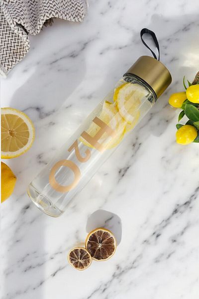 Digithome Gold 400 ml H2o Glass Flask with Metal Lid - C1-1-18