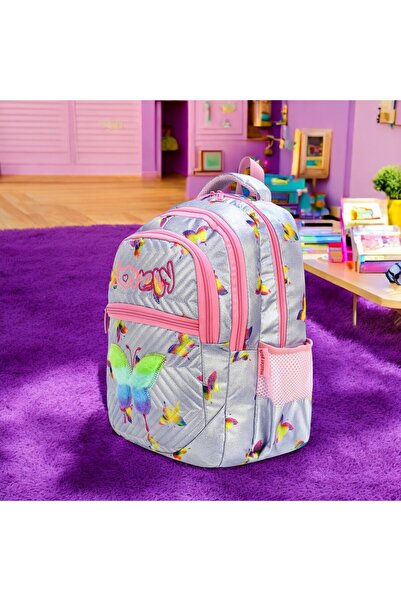 Shopiolog Orthopedic 3-Piece Set for Girl Primary School - 3 Compartments with Pen Holder, Lunchbox and Water Bottle