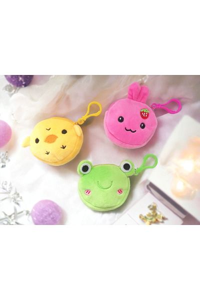 Dino Cute Plush Wallet Makeup Coin Purse Keychain Bag Ornament