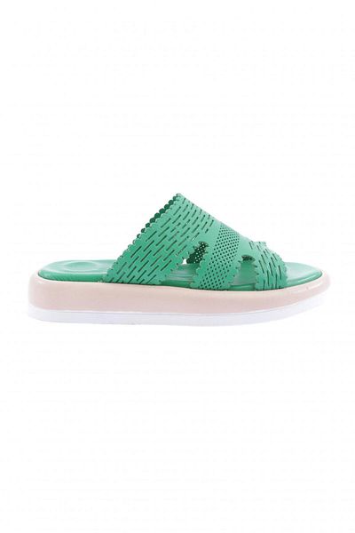 DGN Γυναικείες παντόφλες με στάμπα λέιζερ Grass Green Γνήσιο δέρμα 32373244