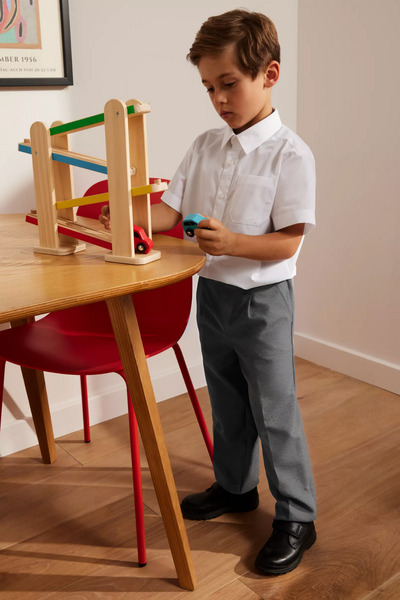 OKULCUBABA Сив детски панталон с рипсена талия - ликра и удобен