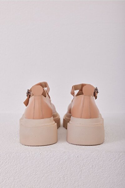 Madamra Vizon Kadın Kemerli Kalın Tabanlı Günlük Ayakkabı