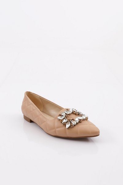 DGN Ballerinas für Damen Modell 6560 mit quadratischer Schnalle und Kristallen