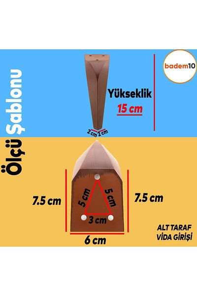 Badem10 Harvey Mobilier de lux Canapea Unitate TV Picior de scaun 15 Cm Model din lemn maro Picioare de bază