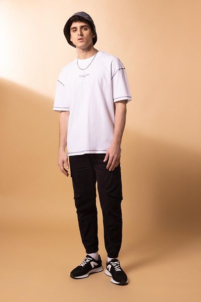 DeFacto Tricou din bumbac cu decolteu cu imprimeu Comfort Fit - Tyc 00781414986