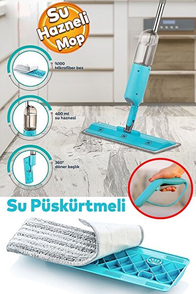 Badem10 Ev Ofis Işyeri Cam Duvar Parke Zemin Silme Temizleme Püskürtmeli Su Hazneli Mop