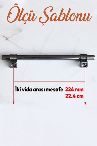 Badem10 Mâner plat din metal afumat Hisar 224 mm Mobilier Bucătărie Sertar Dulap Mânere dulap Mâner