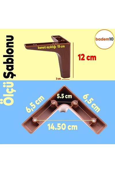Badem10 Mobilier de lux Sedef Canapea Unitate TV Picior de fotoliu 12 Cm Model Lemn Nuc Picioare de bază