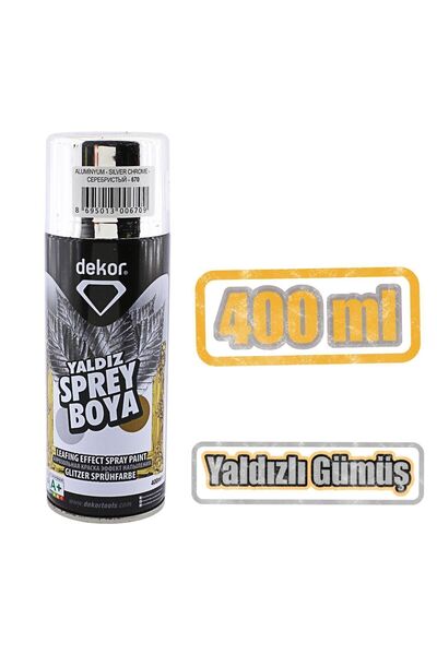 Dekor Akrilik Sprey Boya Alüminyum Yaldız Gümüş 400 ml Tasarım Metal Ahşap Plastik Yüzey Boyama