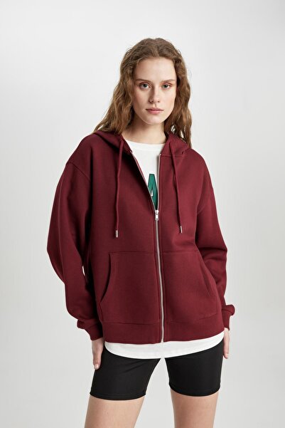 DeFacto Relax Fit Kapüşonlu Fermuarlı Sweatshirt Tycechh3bn170359304698658