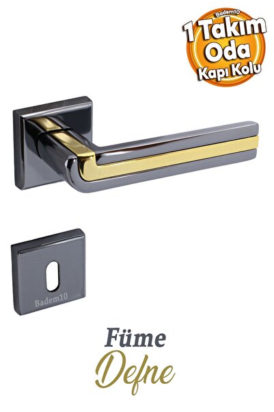 Badem10 Defne Lüx Füme Gold Kare Rozetli Oda Kapısı Uyumlu Kapı Kolu Sağa Ve ...