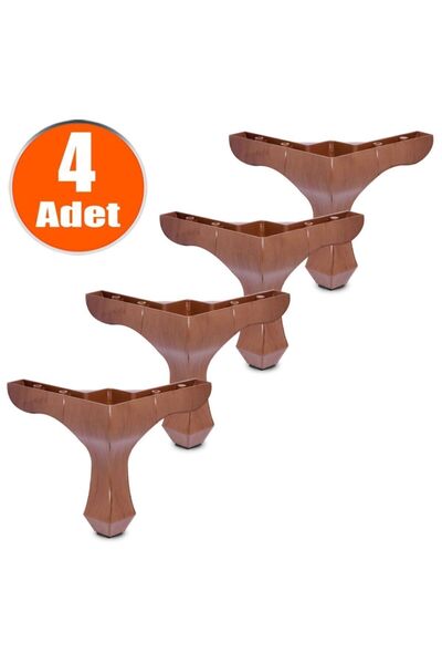 Badem10 Mobilya Kanepe Sehpa Puf Koltuk Ayağı 14 Cm Kahve Baza Ayakları (4 ADET)