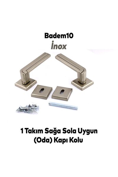 Badem10 Defne Lux Inox Square Rosette Ușă de cameră compatibilă Mâner de ușă potrivit pentru mânerul de ușă la dreapta și la stânga 1 set