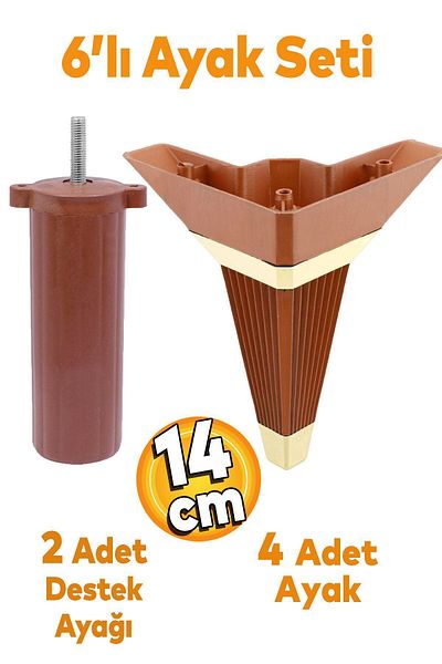 Badem10 Alcazar Colț Set 6 Mobilier Unitate TV Canapea Canapea Fotoliu Suport Canapea 14 cm Nuc M8 Cu Șuruburi