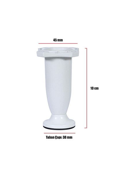 Badem10 10 cm (4 ΤΕΜ) Λευκό πλαστικό πόδι Ρυθμιζόμενο ντουλάπι Έπιπλα Καναπές - Τραπέζι σαλονιού Πάγκος Πόδι