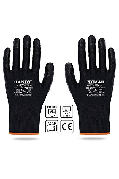 Handy Hn-99 Nitril Kaplama Sanayi Usta Koruyucu Işçi Güvenlik Güvenliği Eldiveni Siyah No: 10/xl (1 ÇİFT)
