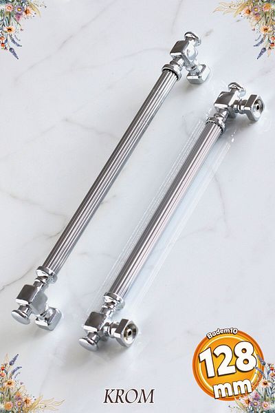 Badem10 Mâner metalic Talas cromat cu dungi 128 mm Mobilier Bucătărie Sertar Dulap Mânere dulap Mâner