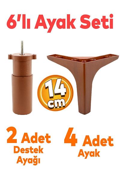 Badem10 Sedef Set 6 Mobilier Unitate TV Fotoliu Canapea Suport Picior 14 Cm Model Lemn Baza Picioare