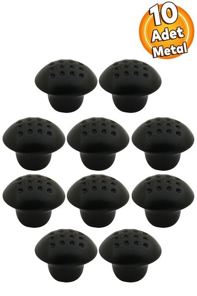 Badem10 Mobilier din metal negru mat - buton ciupercă punctat, sertar bucătărie, dulap, mâner și mâner 10 buc