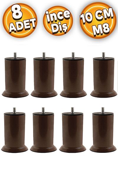 Badem10 Picioare de cafea din metal M8 - 10 cm 8 buc. picioare de canapea cu dinți fini, dulap și bază pat canapea canapea