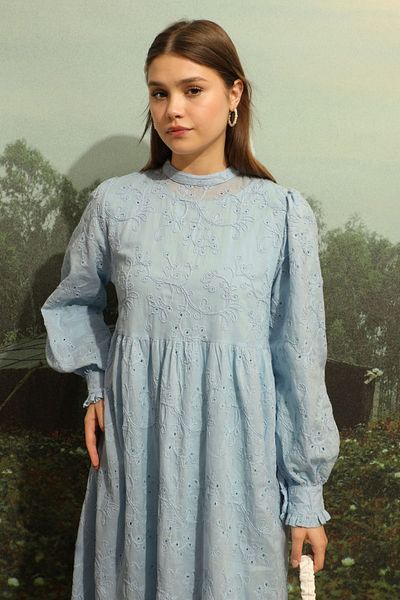 ZÜLAYS Rochie cu broderie cu cordon albastru