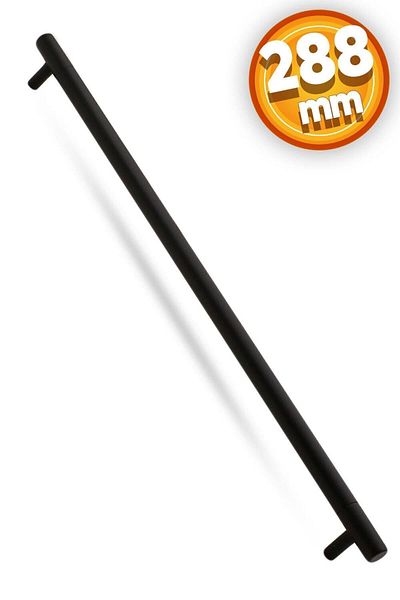 Badem10 Hitit Mâner de ușă dulap dulap Mâner 288 mm Mâner metalic negru mat Mobilier Sertar de bucătărie