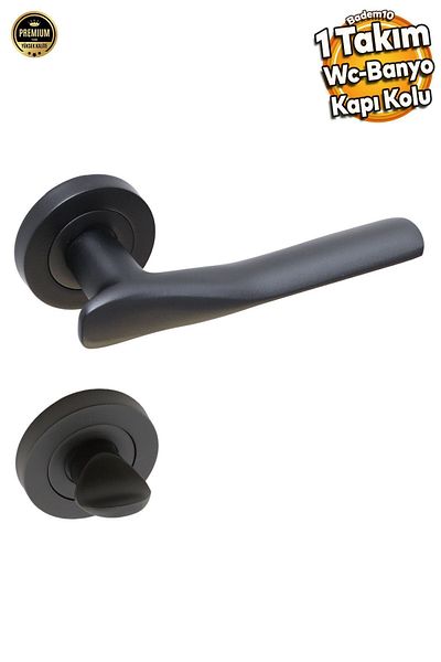 Badem10 (1 SET) Royal Matte Black WC Mâner ușă baie Cercel Rozet Compatibil Sag Stânga Mânere potrivite