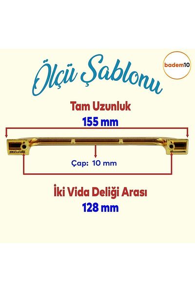 Badem10 Alperen Mobilier drept Sertar de bucătărie Dulap dulap Mâner Mâner metalic Mâner (128 MM-12,8 CM) Aur