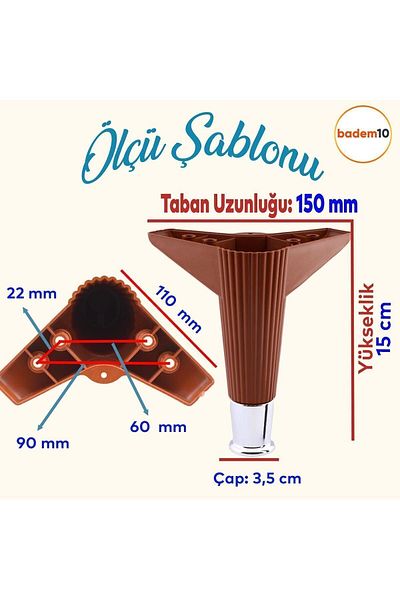 Badem10 Elista 15 Cm Nuc Cromat 8 Buc Mobilier Picior Canapea Masuta TV Unitati Picioare Riser