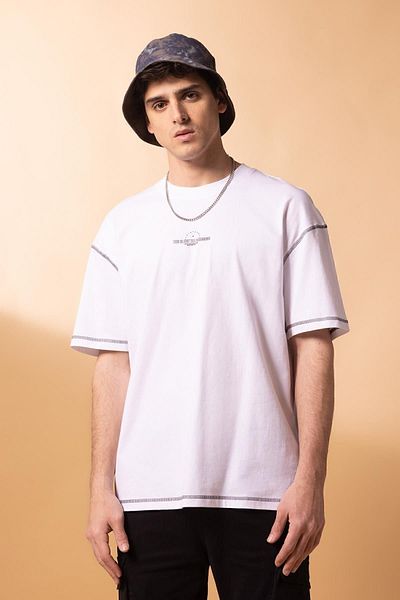 DeFacto Tricou din bumbac cu decolteu cu imprimeu Comfort Fit - Tyc 00781414986