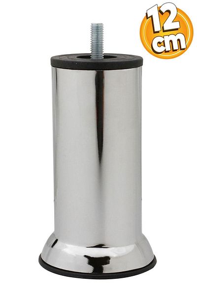 Badem10 Furniture Sofa Base Armchair Support Heightening Riser Leg with M8 Bolts Chrome Metal Legs 12 Cm