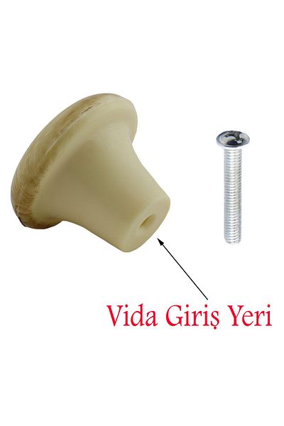 Badem10 (PLASTIC HARD) Buton ciupercă Mobilier rotund din fag Sertar de bucătărie Mâner dulap Mâner 10 buc