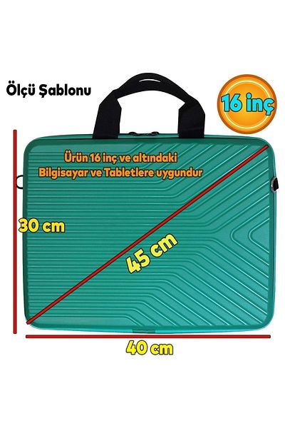 Badem10 حقيبة حمل للكمبيوتر المحمول باللون الفيروزي غير قابلة للكسر ومقاومة للماء مقاس 42 × 32 سم مقاس 16 بوصة
