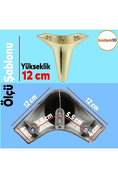 Badem10 Aspen Furniture Canapea Masă de cafea Puf Fotoliu Unitate Picior Aur Aur Baza Picior 12 Cm (4 BUC.)