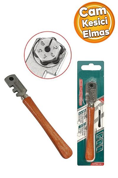 Badem10 Glass Cutter Diamond 130 mm Classic Cutter THT561301 Diamond Glass Cutting Wheel Kit 6 Tips
