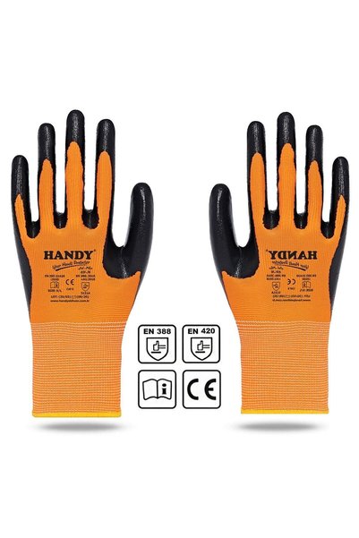 Handy Hn-16 Nitril Kaplama Sanayi Usta Eldiveni Koruyucu Eldiven 9/l (1 Çift)