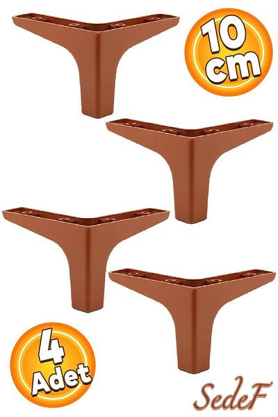Badem10 Mobilier de lux Sedef Canapea Masă de cafea Unitate TV Picior fotoliu 10 cm Picioare maro uni (4 buc.)