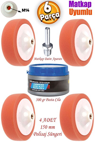 Badem10 Oto Araç Araba Pasta Cila Polisaj Süngeri Zımpara 150 Mm Pasta Matkap...