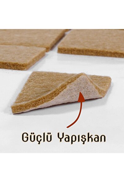 Badem10 Yapışkanlı Mobilya Masa Sandalye Altı Zemin Ayak Koruyucu Kaydırmaz Keçesi 20x20 Mm (50'Lİ PAKET)
