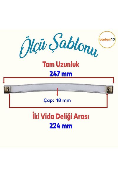 Badem10 Mobilier din salcâm Sertar de bucătărie Dulap dulap Mâner ușă Mâner metalic drept Mâner 224 mm Mânere cromate