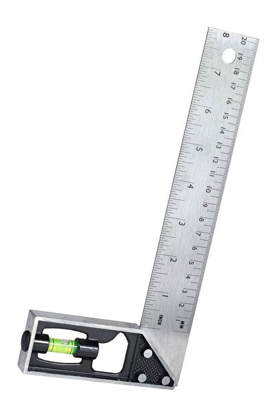 BTS Su Terazili Açı Ölçer 20 Cm 90° Cetvel Marangoz Gönye (03022)