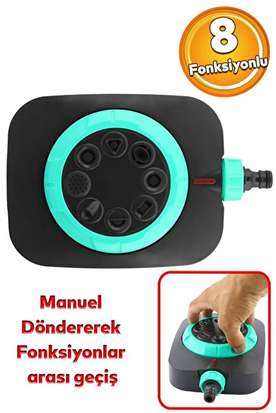Badem10 Tablalı Hareketli Su Tabancası Fıskiyesi 8 Fonksiyonlu Bahçe Çim Sula...