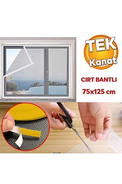 Badem10 Hazır Sineklik Beyaz Tek Kat Sök Tak Pratik Yıkanabilir Pencere Kapı Sinekliği 75x125 Cm