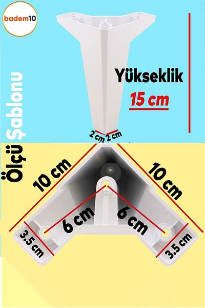 Badem10 Picioare de bază albe de 15 cm - Mobilier de lux din cedru, canapea, unitate TV și picior de fotoliu (4 buc.)