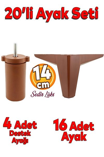 Badem10 Set de 20 de mobilier de lux din cedru Fotoliu Canapea Unitate TV Suport picior 14 cm Model din lemn Picioare