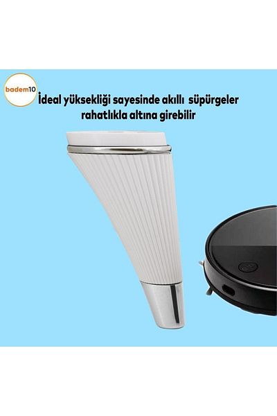 Badem10 Unitate TV de lux din fier cromat alb - picior de canapea de 15 cm